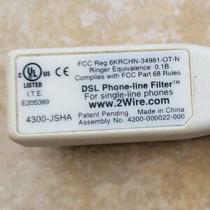 DSL Phone-line Filter, RJ-11 Phone Jack, 2Wire